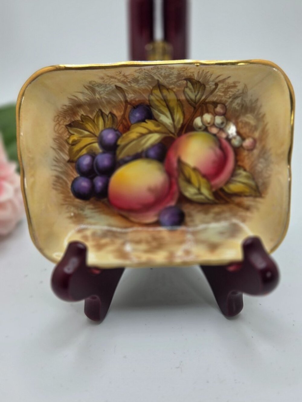 Vintage Aynsley Orchard Gold Fine English Bone China Trinket Dish Signed